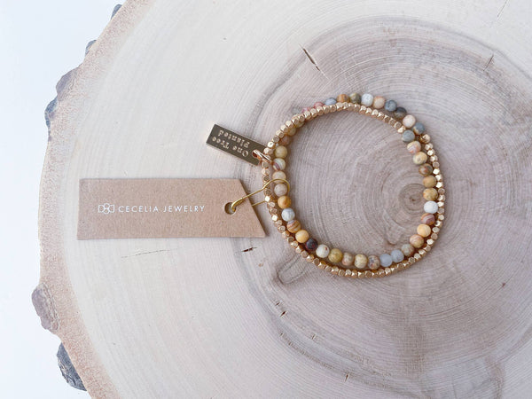Beaded Red Creek Jasper Double Wrap Bracelet