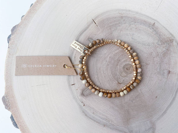 Beaded Red Creek Jasper Double Wrap Bracelet