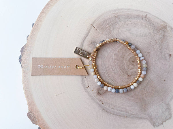 Beaded Red Creek Jasper Double Wrap Bracelet