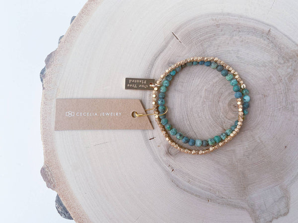 Beaded Red Creek Jasper Double Wrap Bracelet