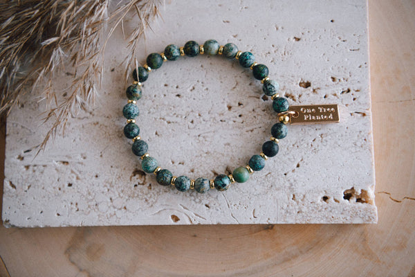 Genuine Gemstone and Gold Spacer Bead Bracelets : Artistic Jasper