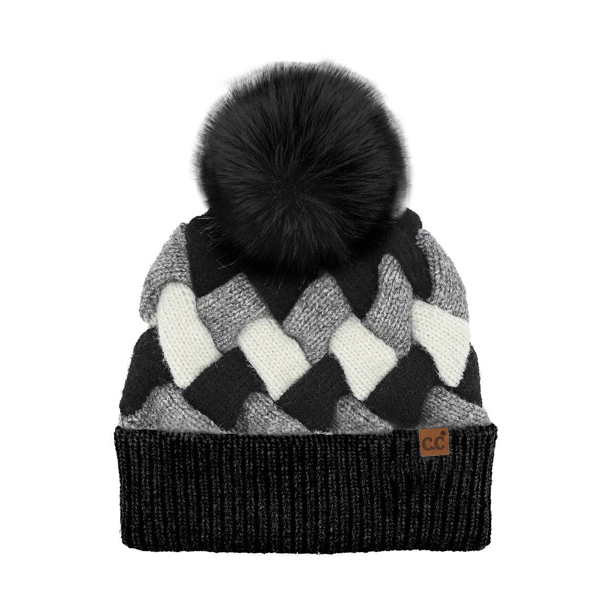 Chunky Weaved Black Beanie