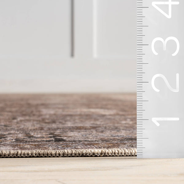 Bayberry Spill Proof Vintage Machine Washable Area Rug: Brown / 3' x 5'