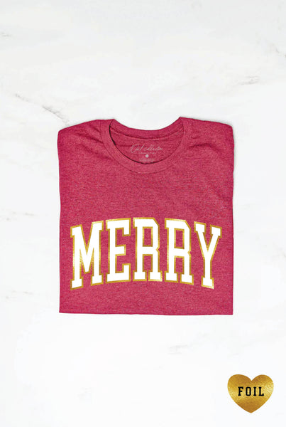 MERRY FOIL Red Graphic T-shirt