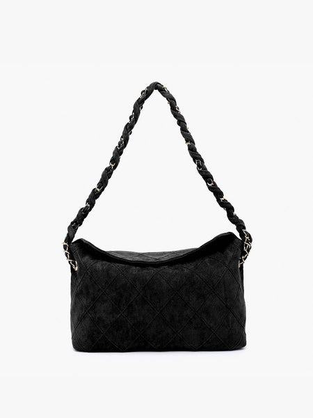 Dominique Faux Suede Quilted Shoulder Bag