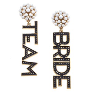 Team Bride Pearl Cluster Drop Earrings