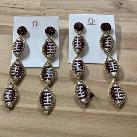 Beaded Football Earrings