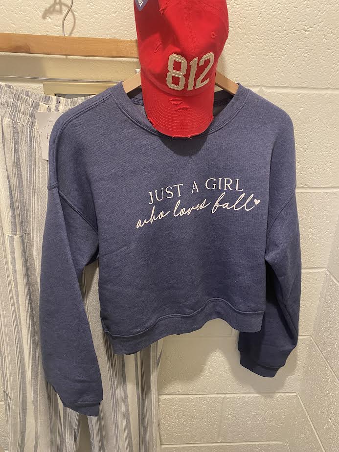 GIRL WHO LOVES FALL Blue Sweatshirt
