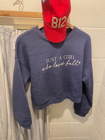 GIRL WHO LOVES FALL Blue Sweatshirt