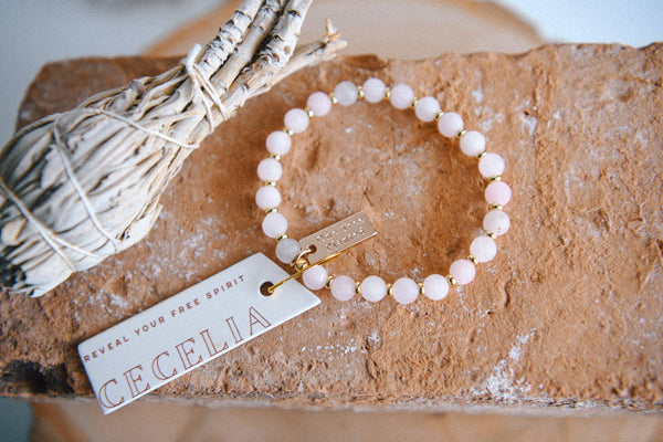 Genuine Gemstone and Gold Spacer Bead Bracelets : Artistic Jasper