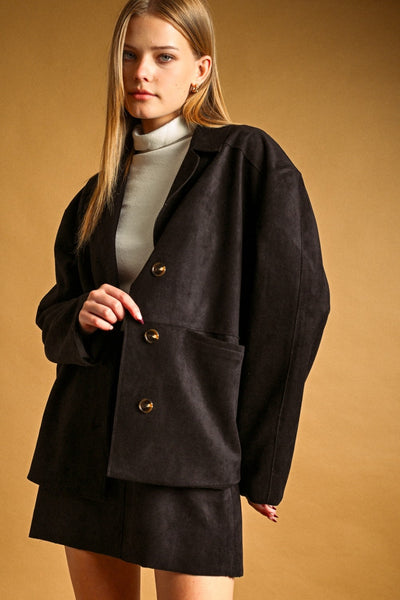 Stephanie Suede Oversized Blazer