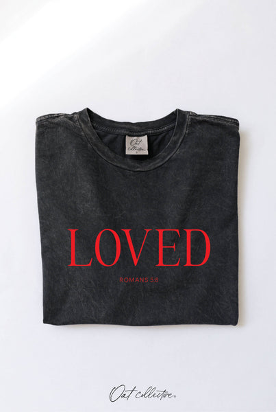 LOVED ROMANS 5:8 Graphic Top: WINE