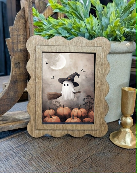 Scallop Ghostie Witch Framed Canvas Art