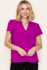 Magenta V-Neck Top