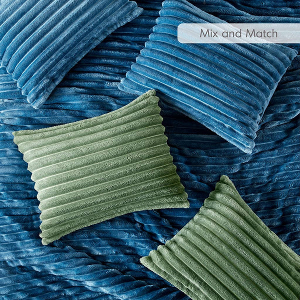 300GSM Fluffy Ribbed Plush Comforter Set,Green: King/Cal King