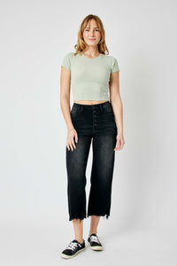 Daisy Raw Hem Wide Crop Jeans