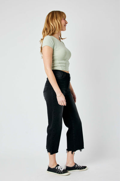 Daisy Raw Hem Wide Crop Jeans