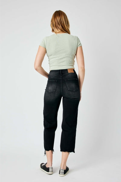 Daisy Raw Hem Wide Crop Jeans