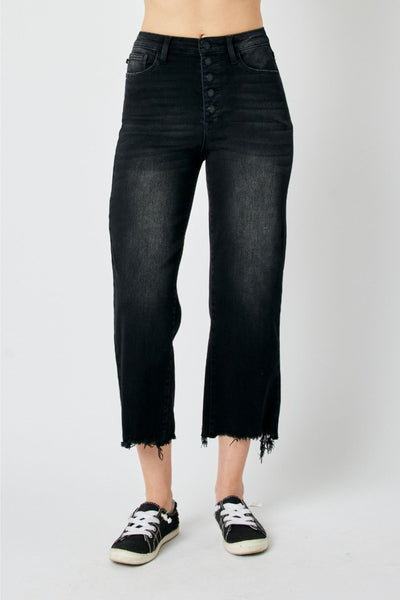 Daisy Raw Hem Wide Crop Jeans