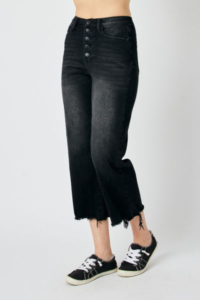 Daisy Raw Hem Wide Crop Jeans