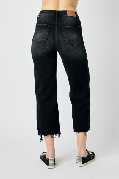 Daisy Raw Hem Wide Crop Jeans