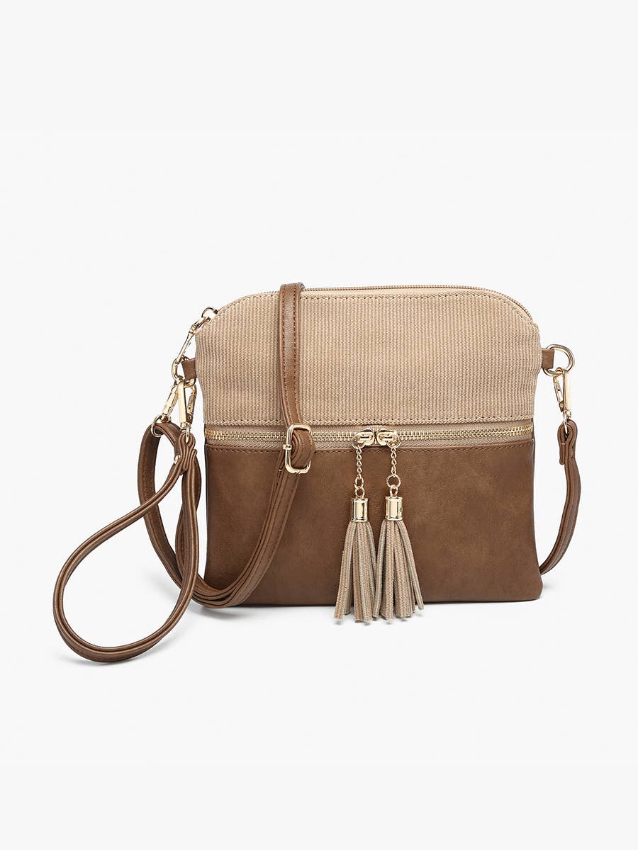 Tara Corduroy Dual Zip Crossbody