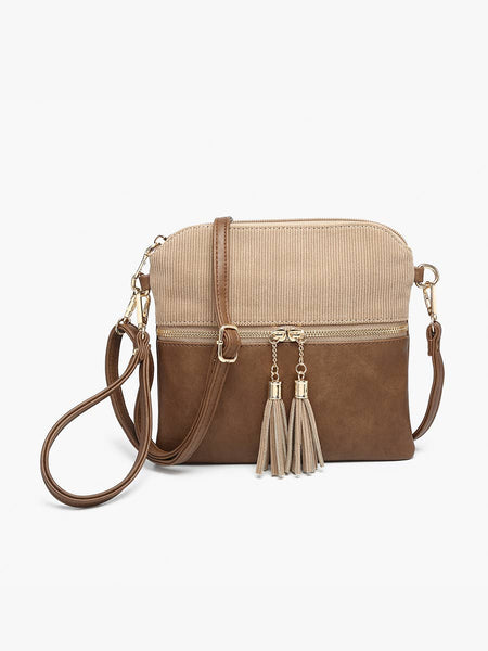 Tara Corduroy Dual Zip Crossbody