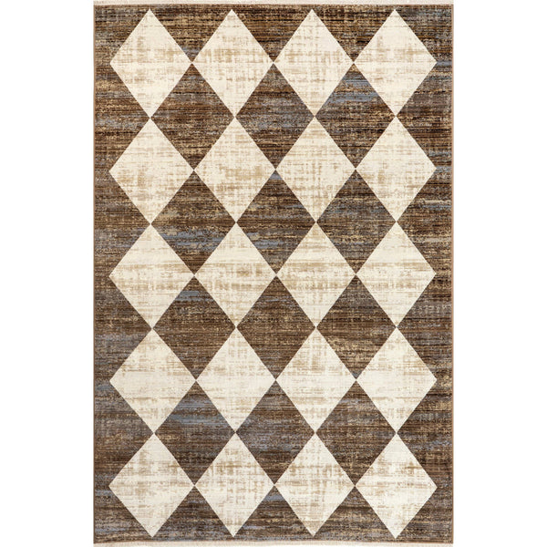 Meline Checkered Fringe Area Rug: Beige / Rectangle / 8' x 10' 2"