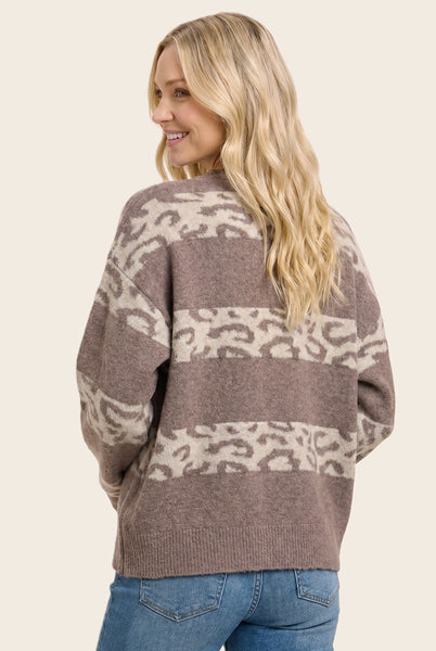 Jane Leopard Striped Cardigan