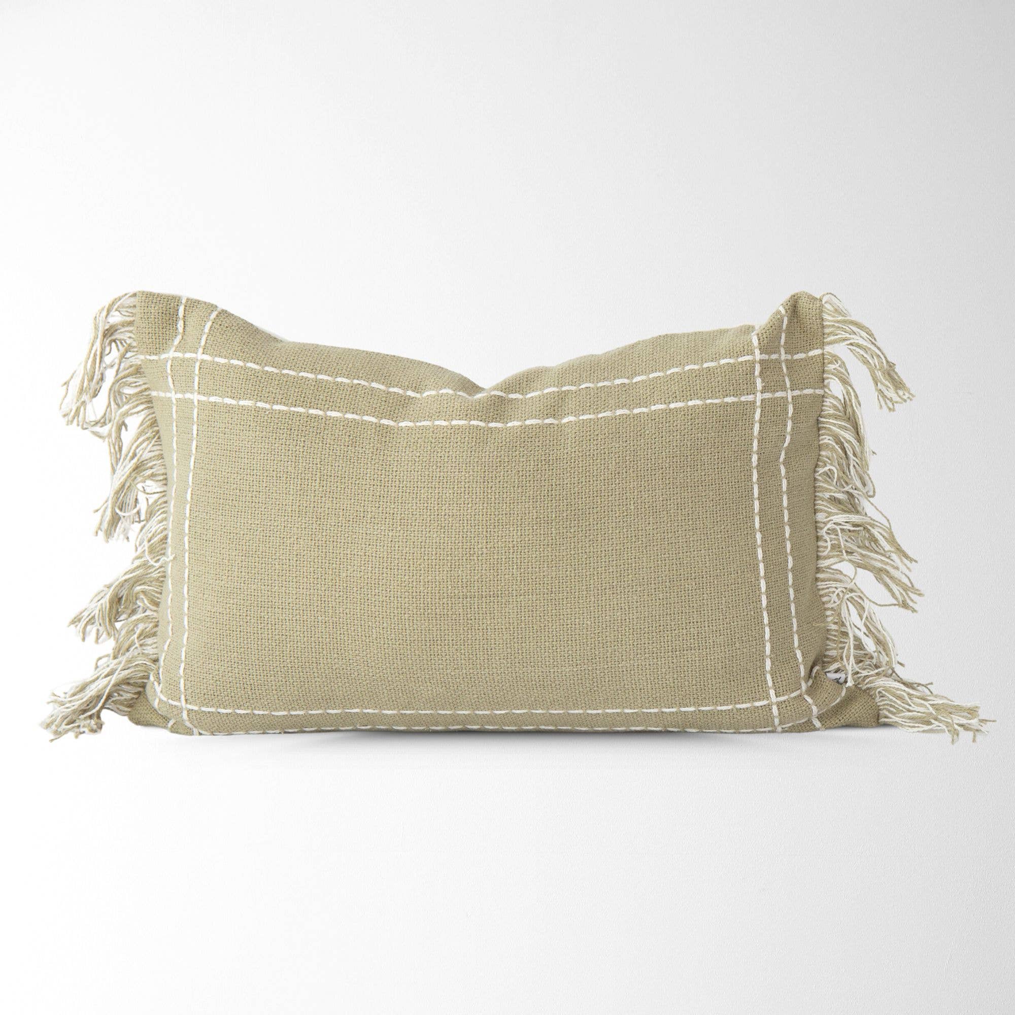 Saratoga Crosshatch Pillow Cover – Textured,  Decorative: Sage / 12" X 18"