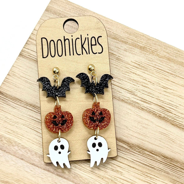 Spooky Trifecta Dangle Collection - Halloween Earrings: Witch Hat
