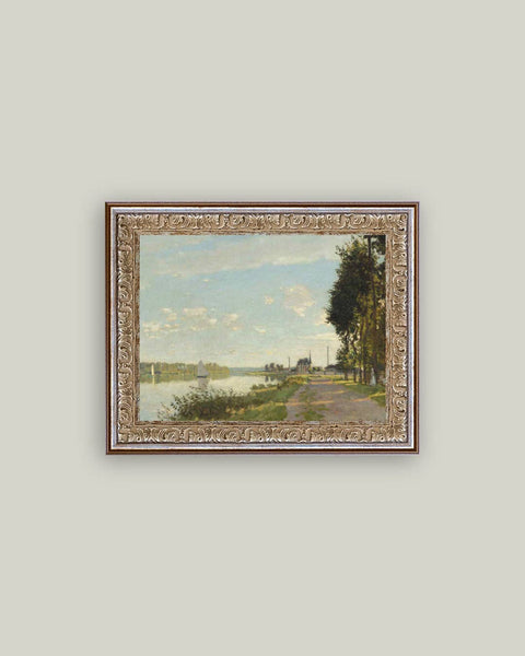 Riverside Walk Framed Antique Art: 7x5