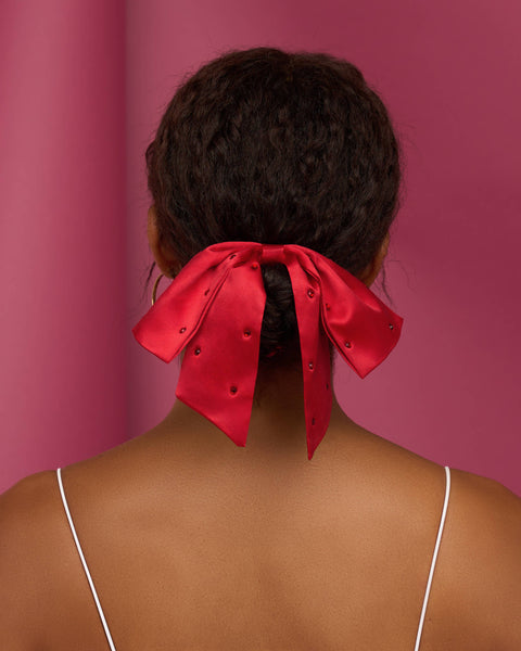 Holiday Rhinestone Bow Scrunchie