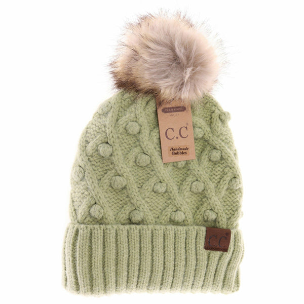 Bobble Knit Moss Beanie