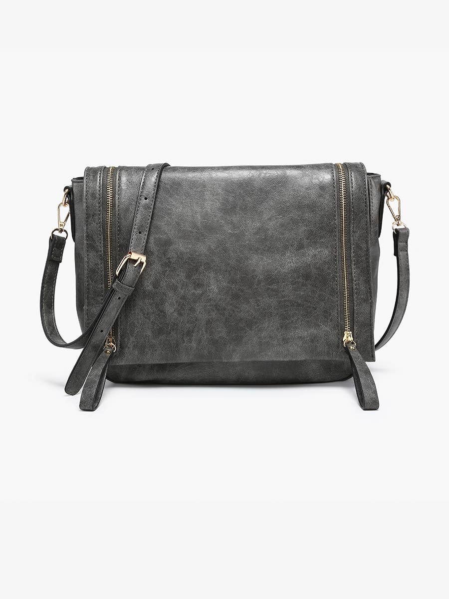 Foster Distressed Dual Zip Crossbody