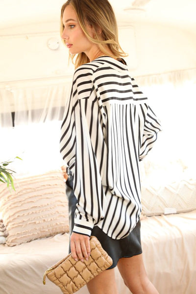 Miranda Striped Satin Top