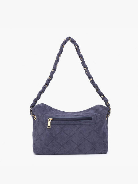 Dominique Faux Suede Quilted Shoulder Bag