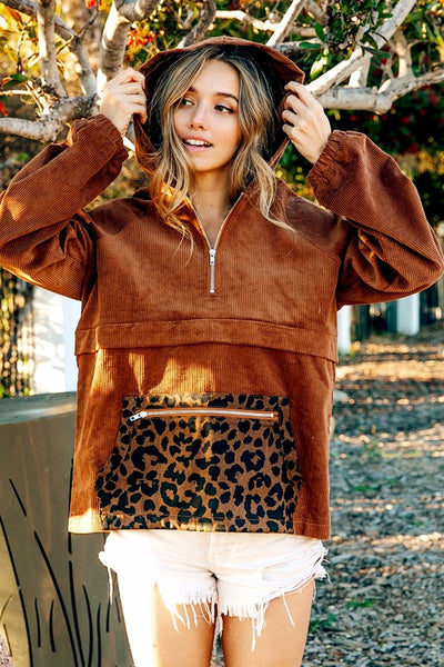 Stephanie Leopard Half-Zip Pullover