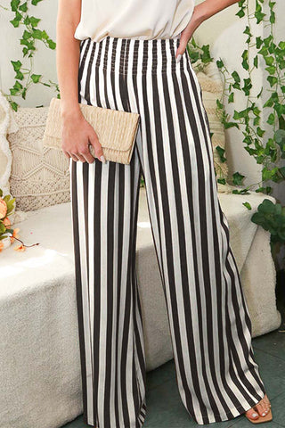 Striped Smocked Band Pants