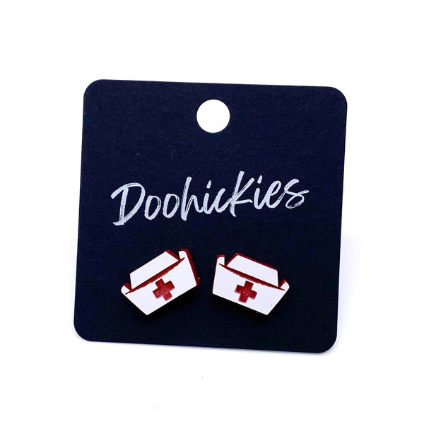 Nurse Appreciation Singles -Nurse Earrings: Glittery Red Cross