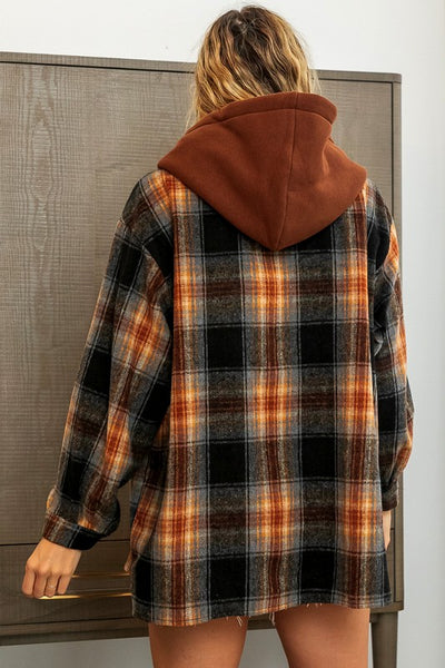 Alice Plaid Fleece Hooded Shirt