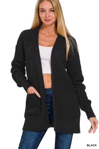 Leah Waffle Knit Sweater Cardigan