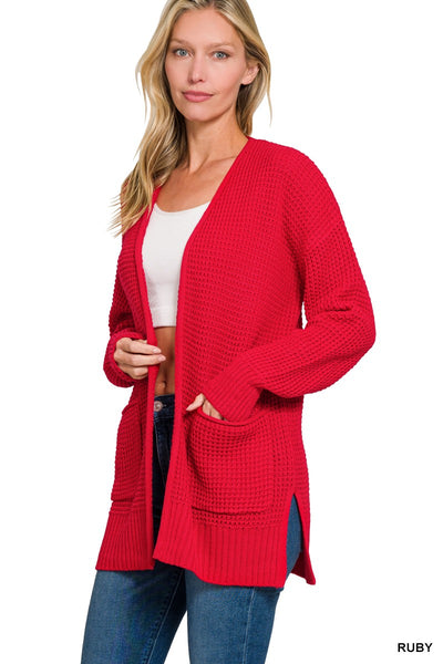 Leah Waffle Knit Sweater Cardigan