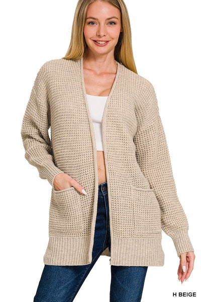 Leah Waffle Knit Sweater Cardigan