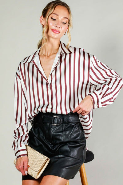 Miranda Striped Satin Top