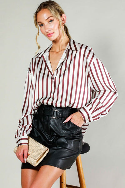 Miranda Striped Satin Top