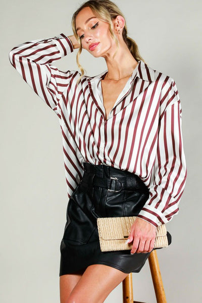 Miranda Striped Satin Top