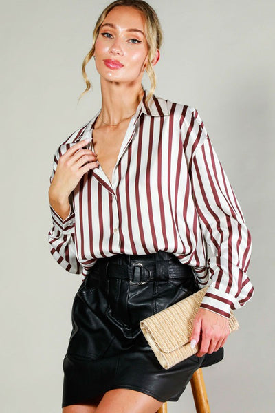 Miranda Striped Satin Top