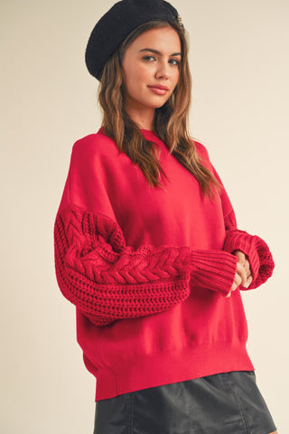 Shelia Cable Knit Sleeve Sweater