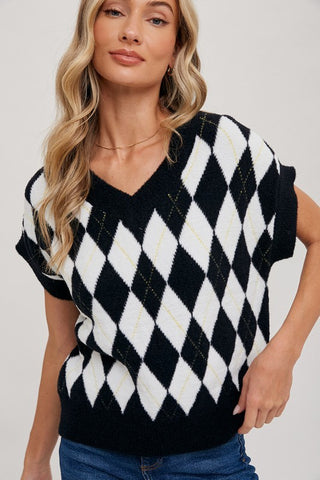 April Argyle Knit Sweater Top